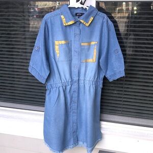 The Girls Blue Denim Dress with Yellow Accents